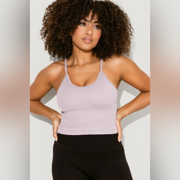 NEW PopFlex Whats the Scoop Seamless Crop Tank Ribbed Purple XS NWT - Picture 1 of 7